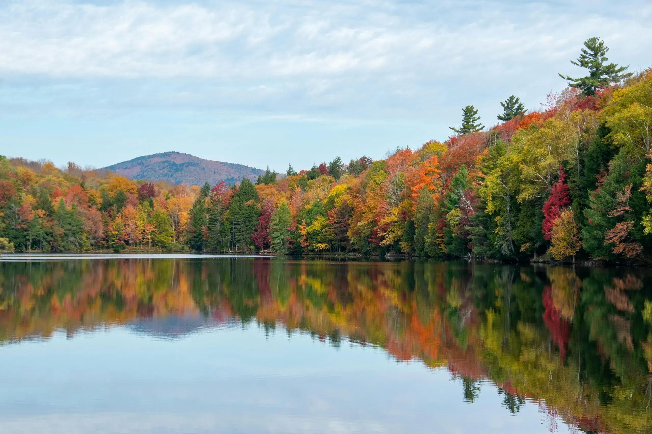Vermont. Stunning autumn reflection in a scenic Vermont lake