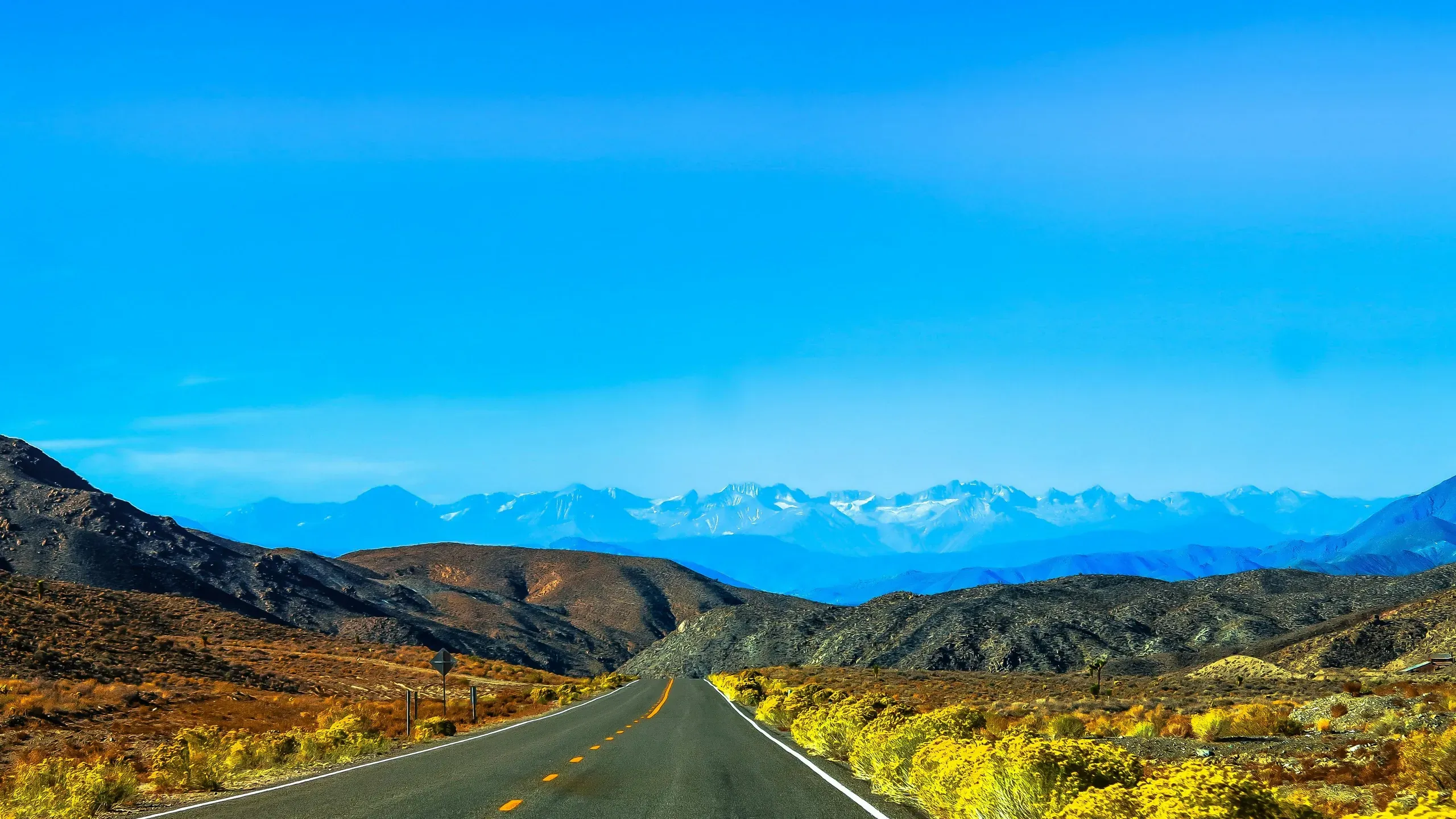 Nye County, Nevada. Road heading towards mountain