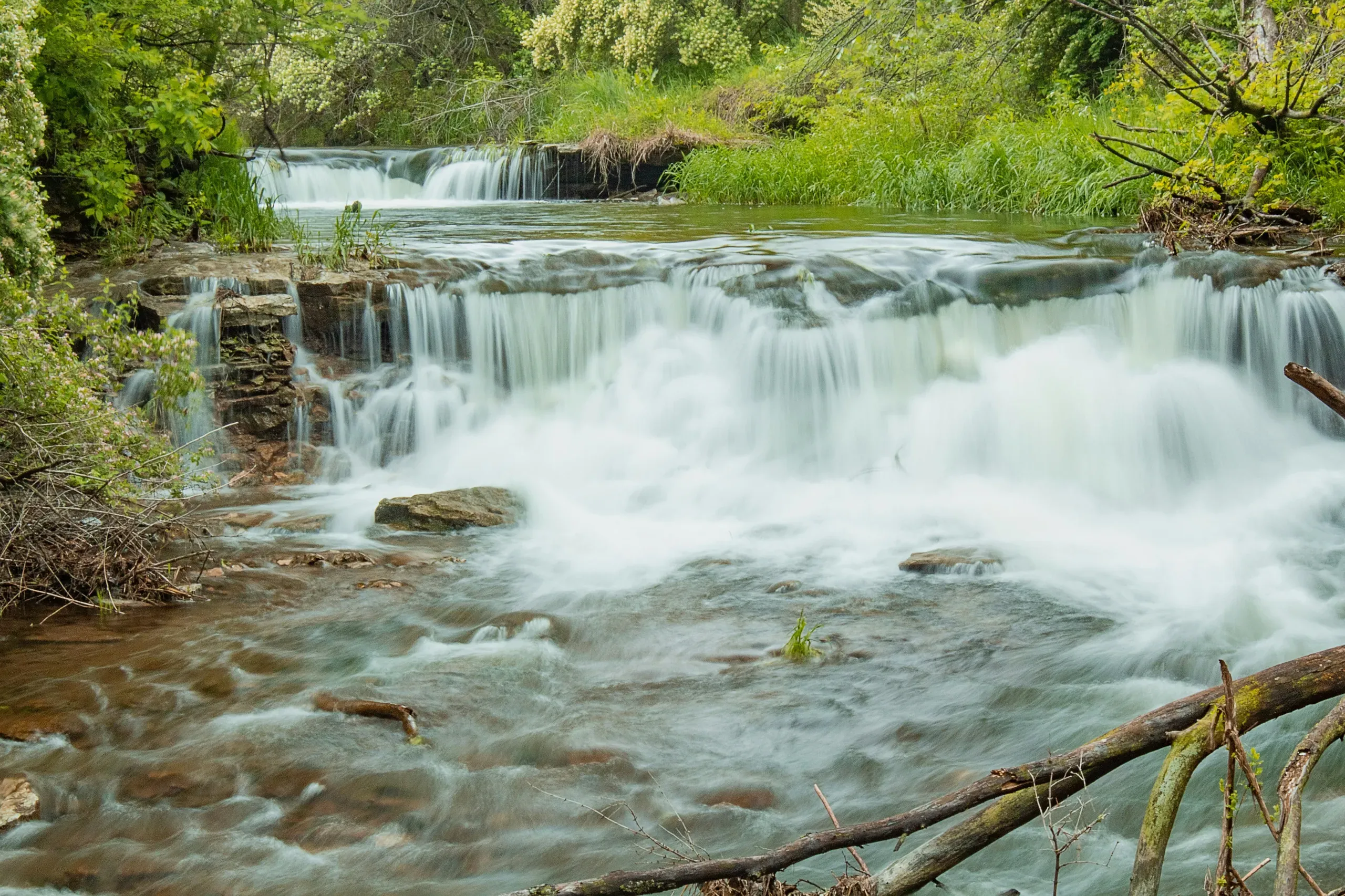A small waterfall in Iowa in spring