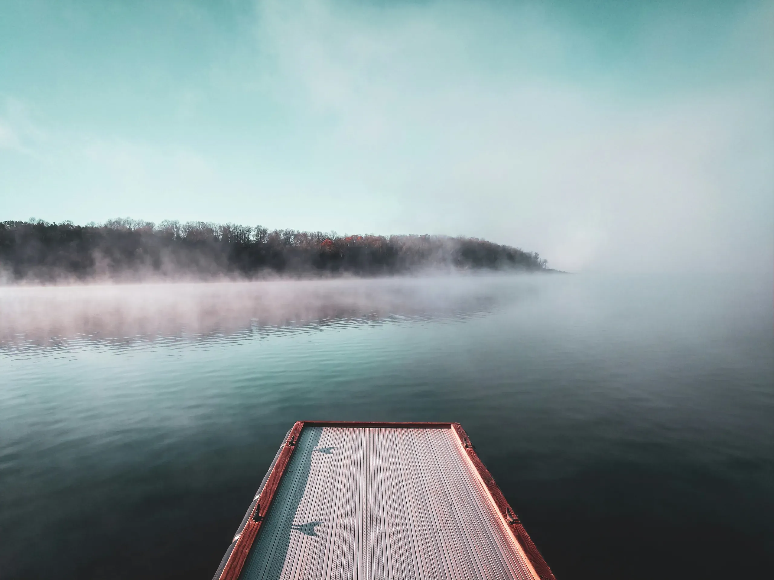 Early morning fog before a fishing trip on Bull Shoals Lake, Missouri