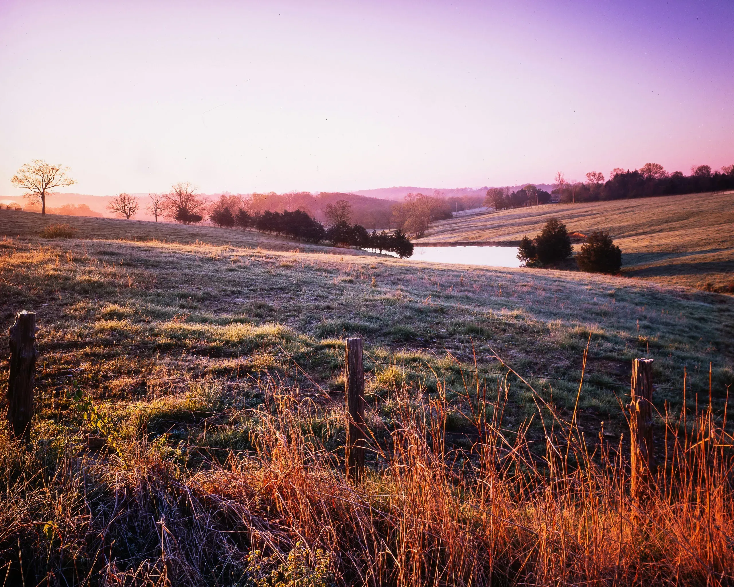 Missouri farm valley sunrise in spring.
