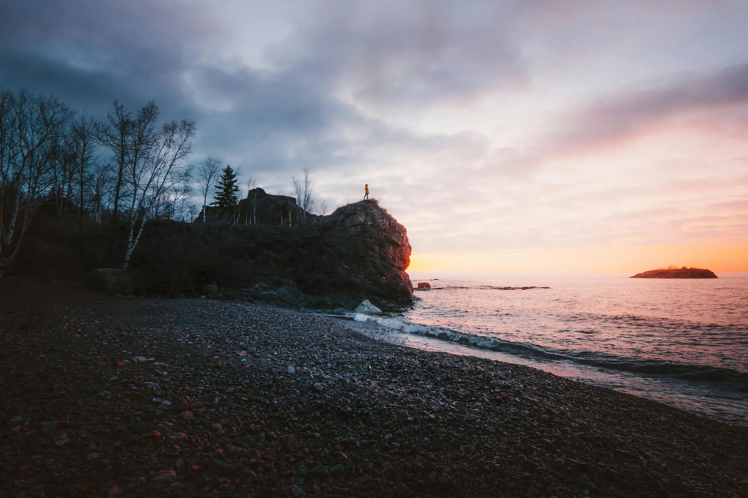 Silver Bay, Minnesota. Shore during golden hour
