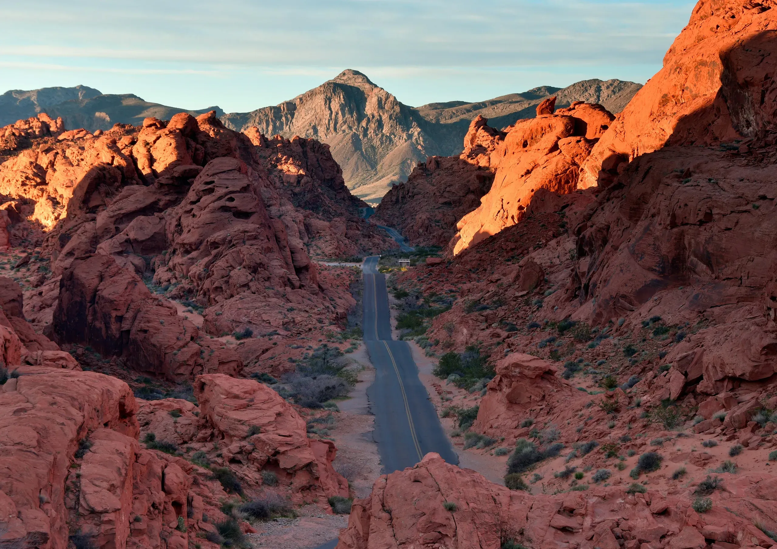 Road crossing the desert near Las Vegas, Nevada