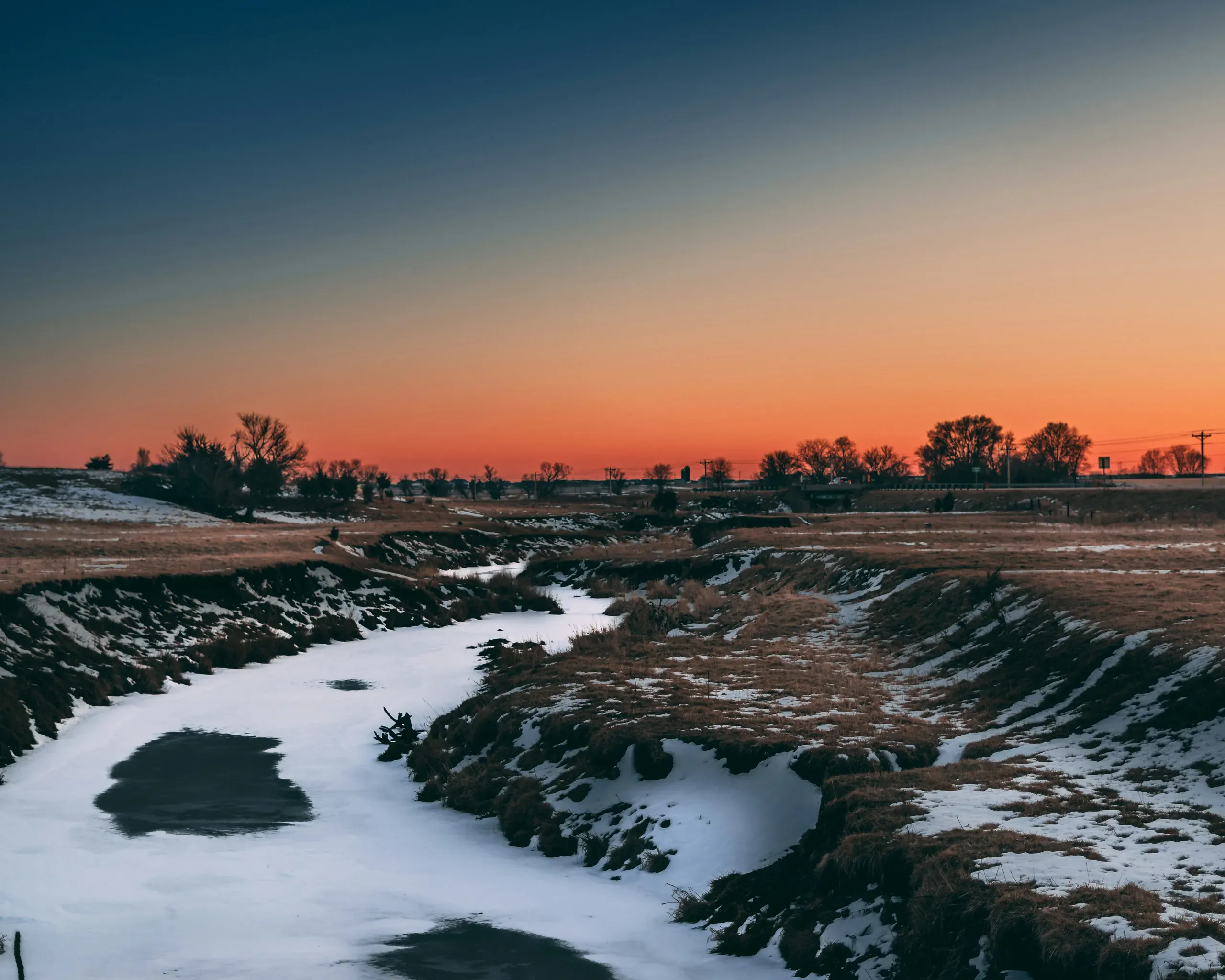 Four Mile Creek, Iowa in the snowy morning