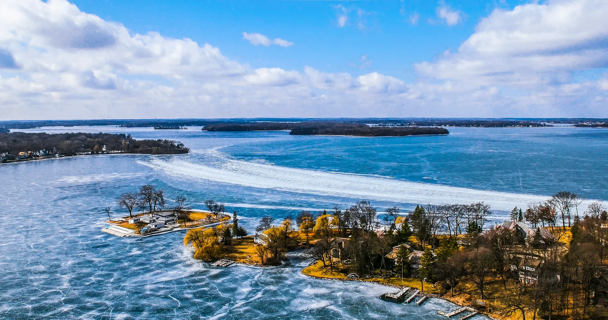 Lake Minnetonka frozen over near the Minnetonka Yacht Club, Minnesota