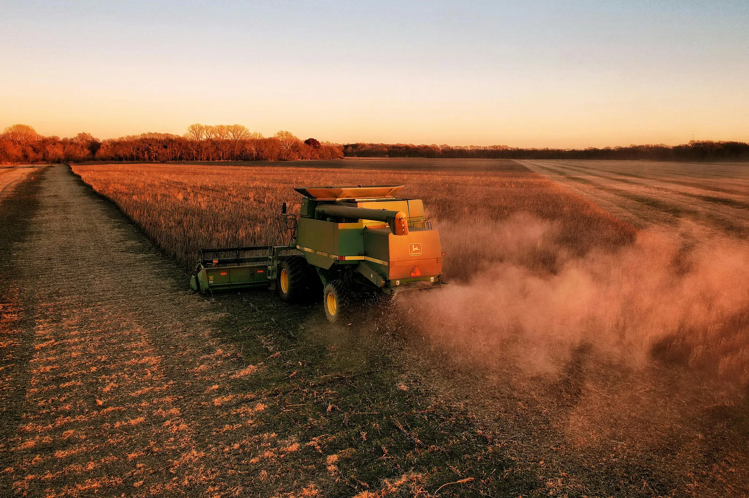 Eureka, Kansas. View of a combine harvester on a cropland.