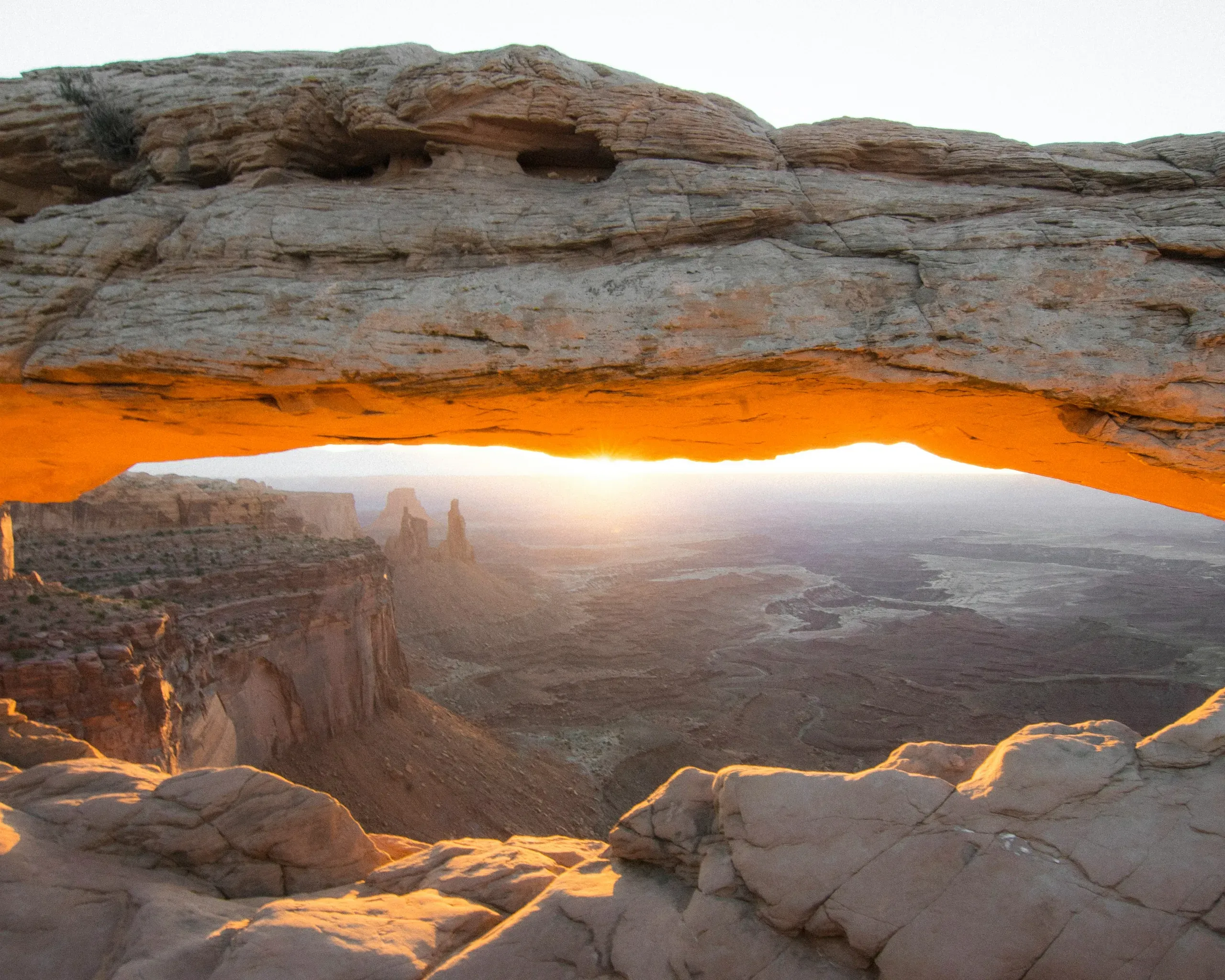 Mesa Arch (also known as Rotary Arch and Trail Arch) on the eastern edge of the Island in the Sky mesa, Canyonlands National Park, Utah