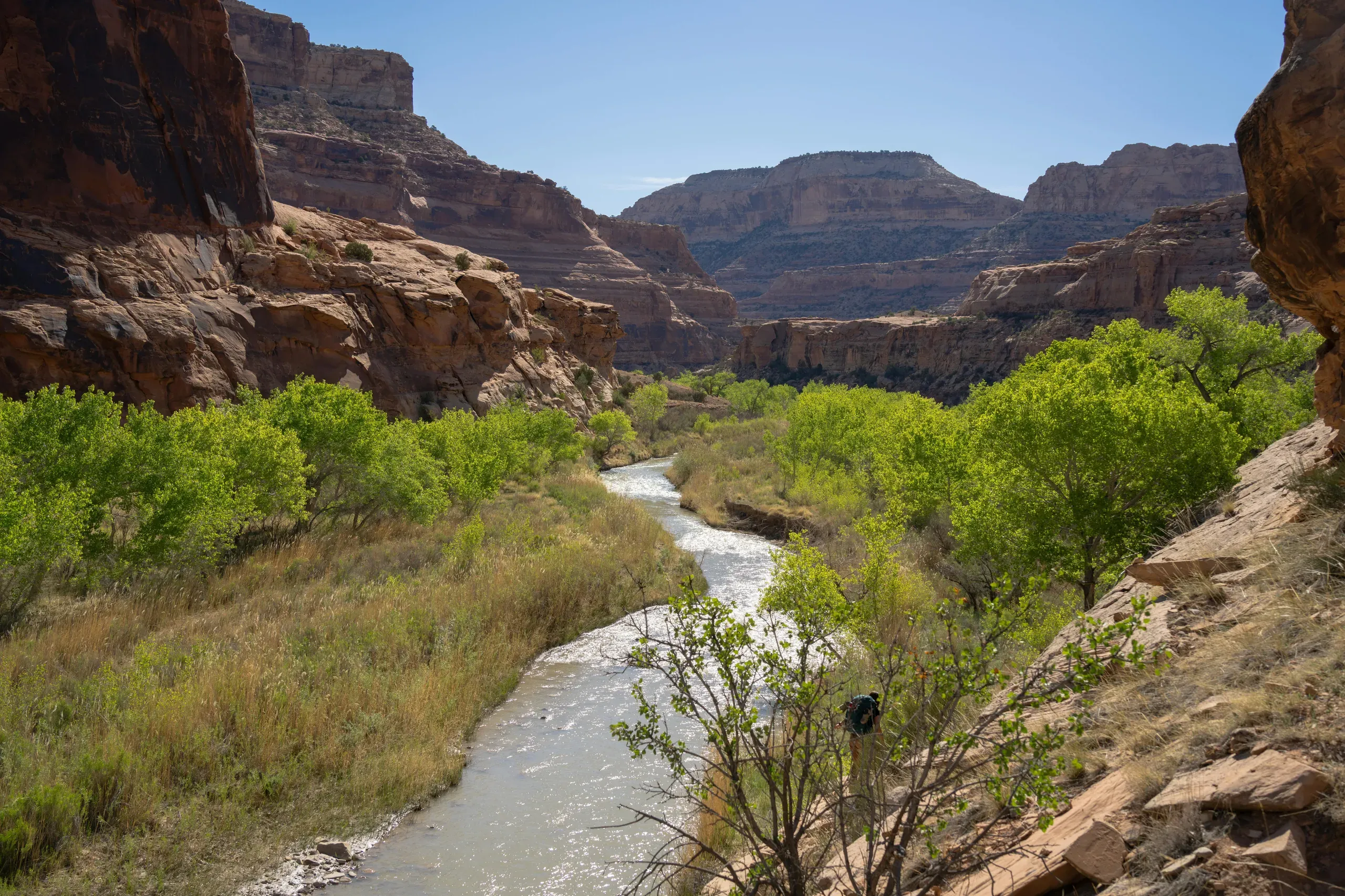 View of the San Rafael River flowing in the gorge, Castle Dale, Utah