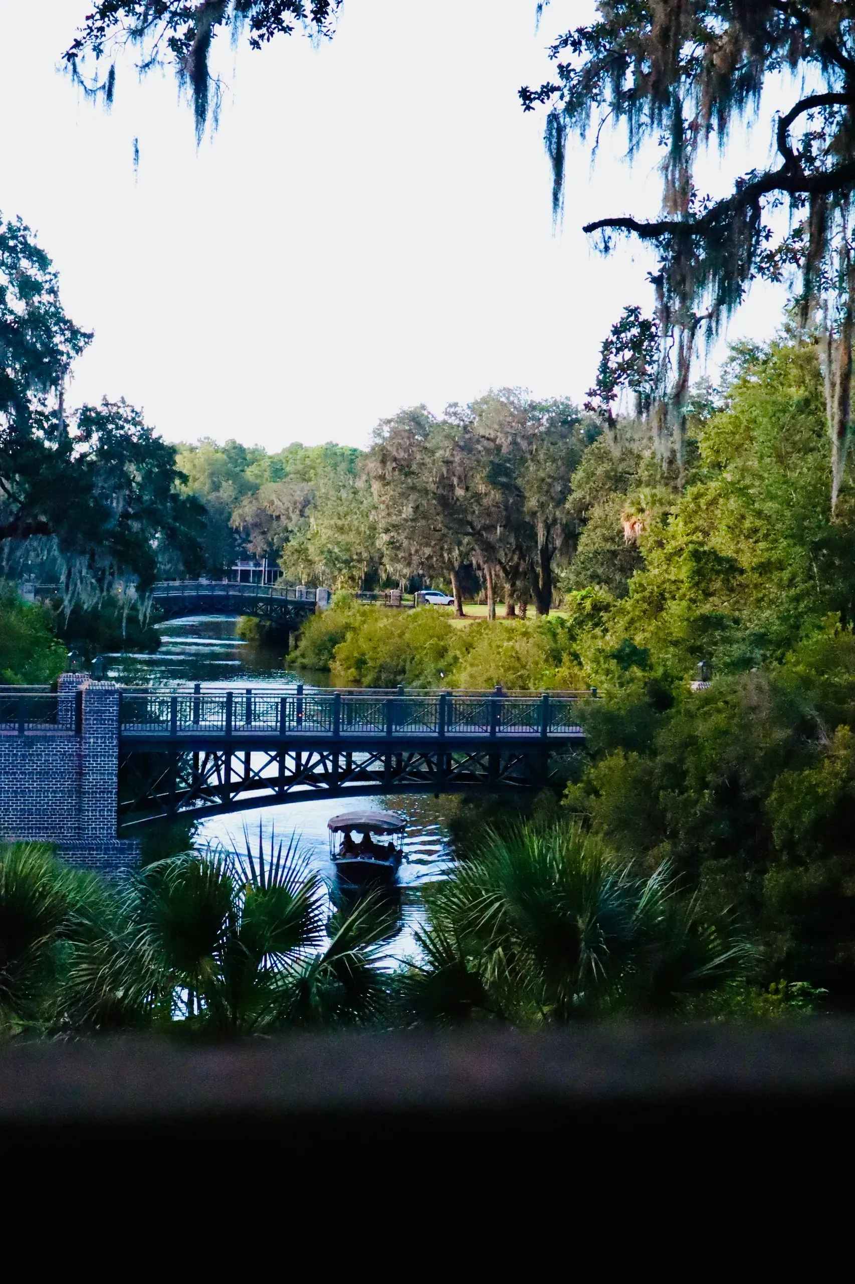 South Carolina. Boat going under bridge