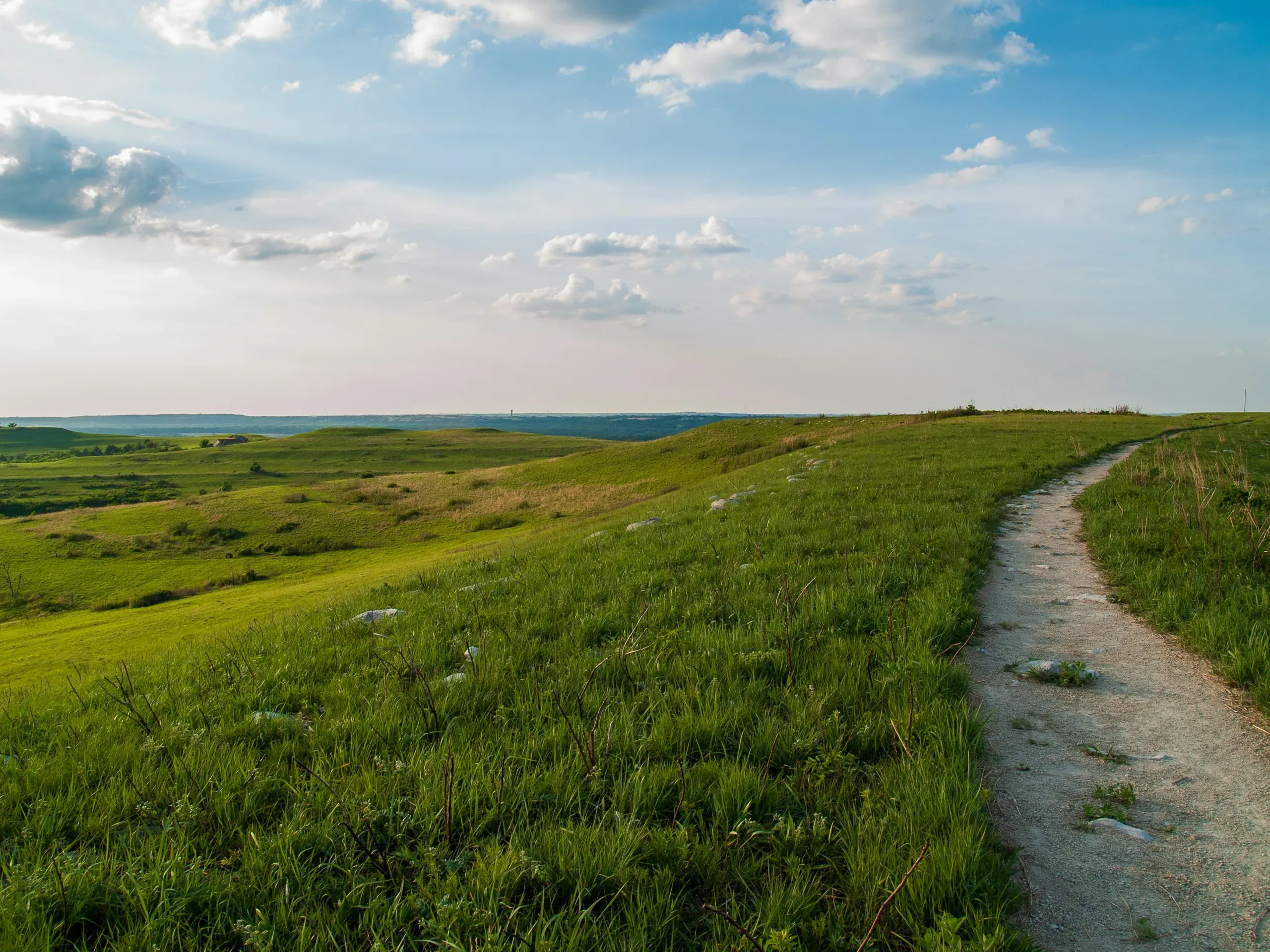 Konza Prairie nature trail overlooking Manhattan, Kansas