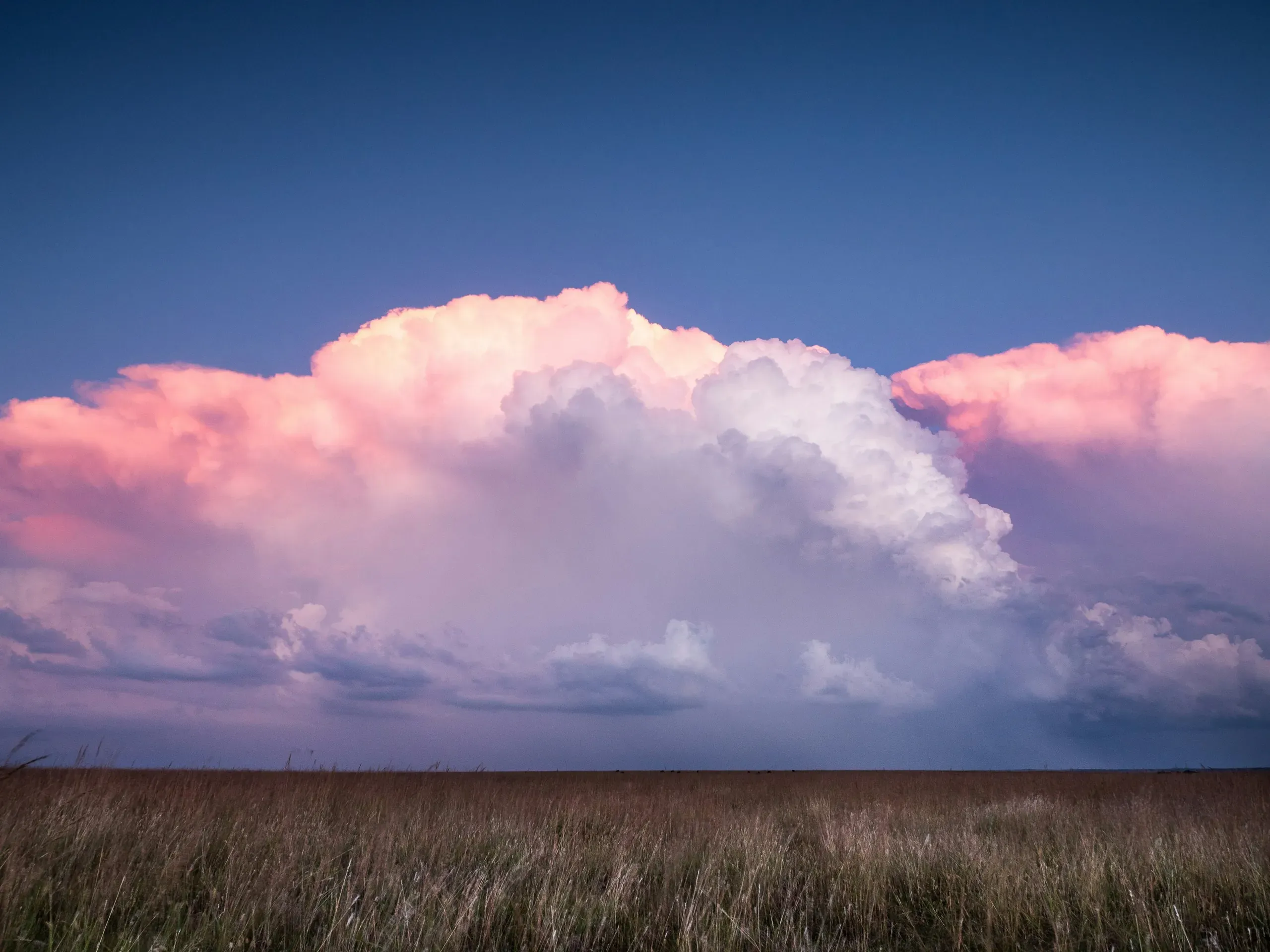 Storms building in the dusk sky over Oklahoma