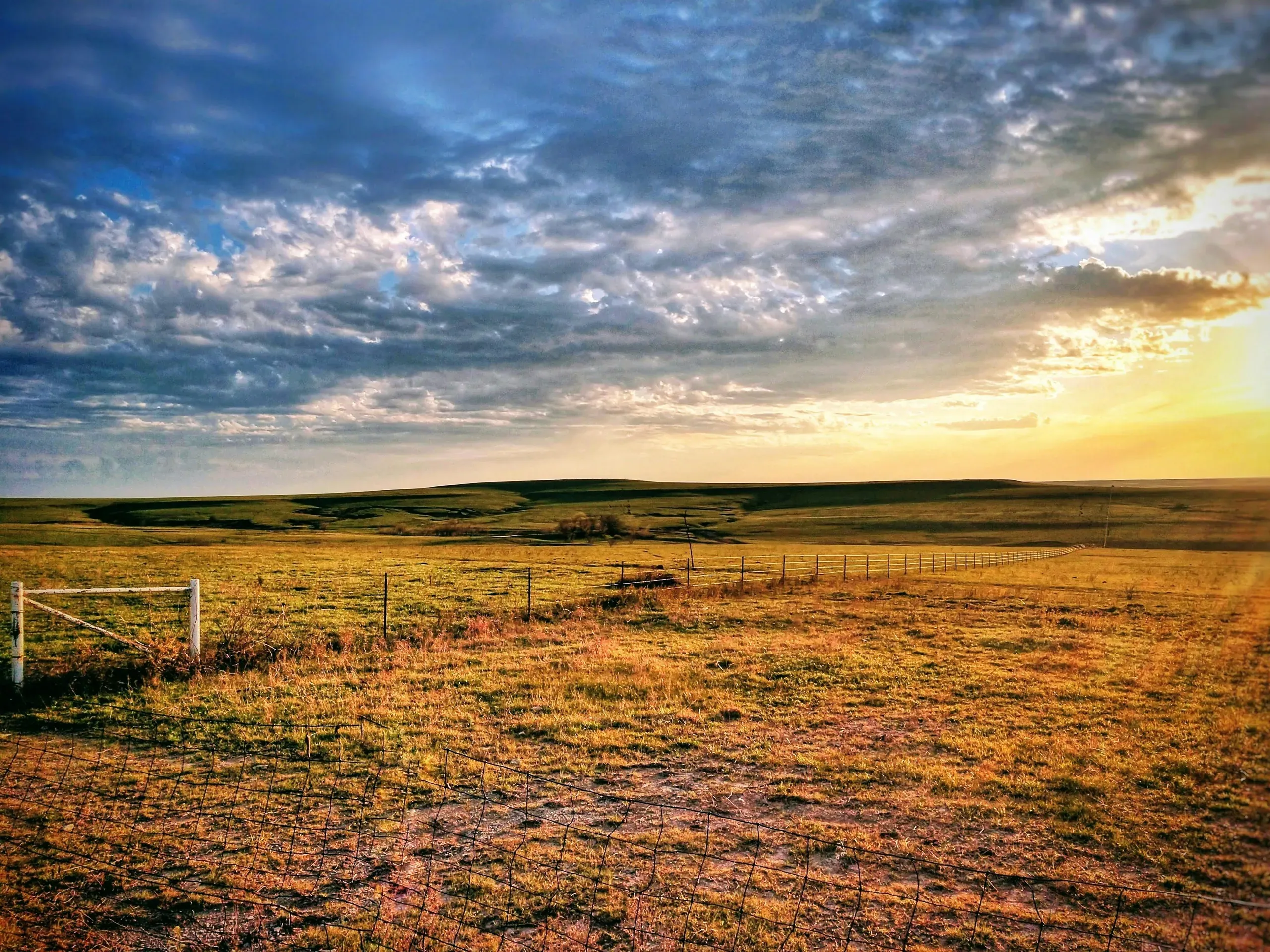 Eureka, Kansas. Clouds at sunrise over rural landscape