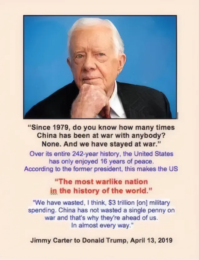 Jimmy Carter says "we are the most warlike nation in the history of the world"