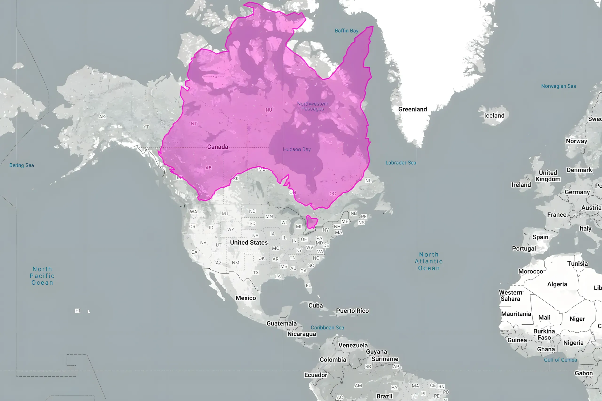 What Australia would look like on Google Maps if it was where Canada is - very big!