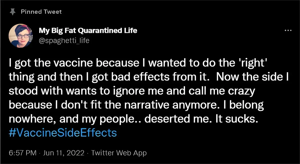 @spaghetti_life - got vaccine to do right thing, got bad effects, now ignored
