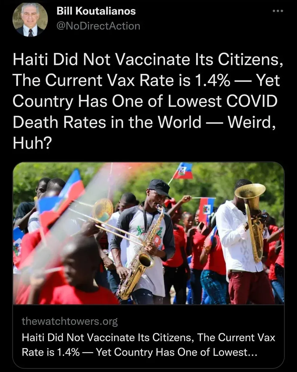Haiti 1.4% vax rate, one of lowest COVID death rates