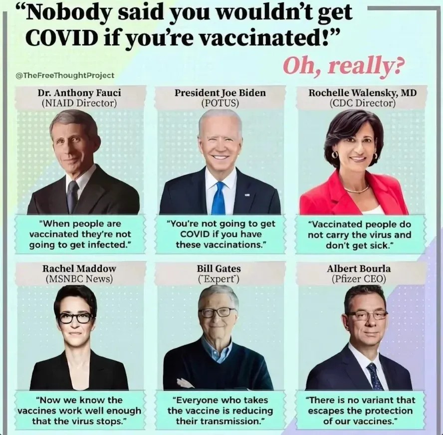 Nobody said you wouldn't get COVID with 6 panels of officials saying exactly that