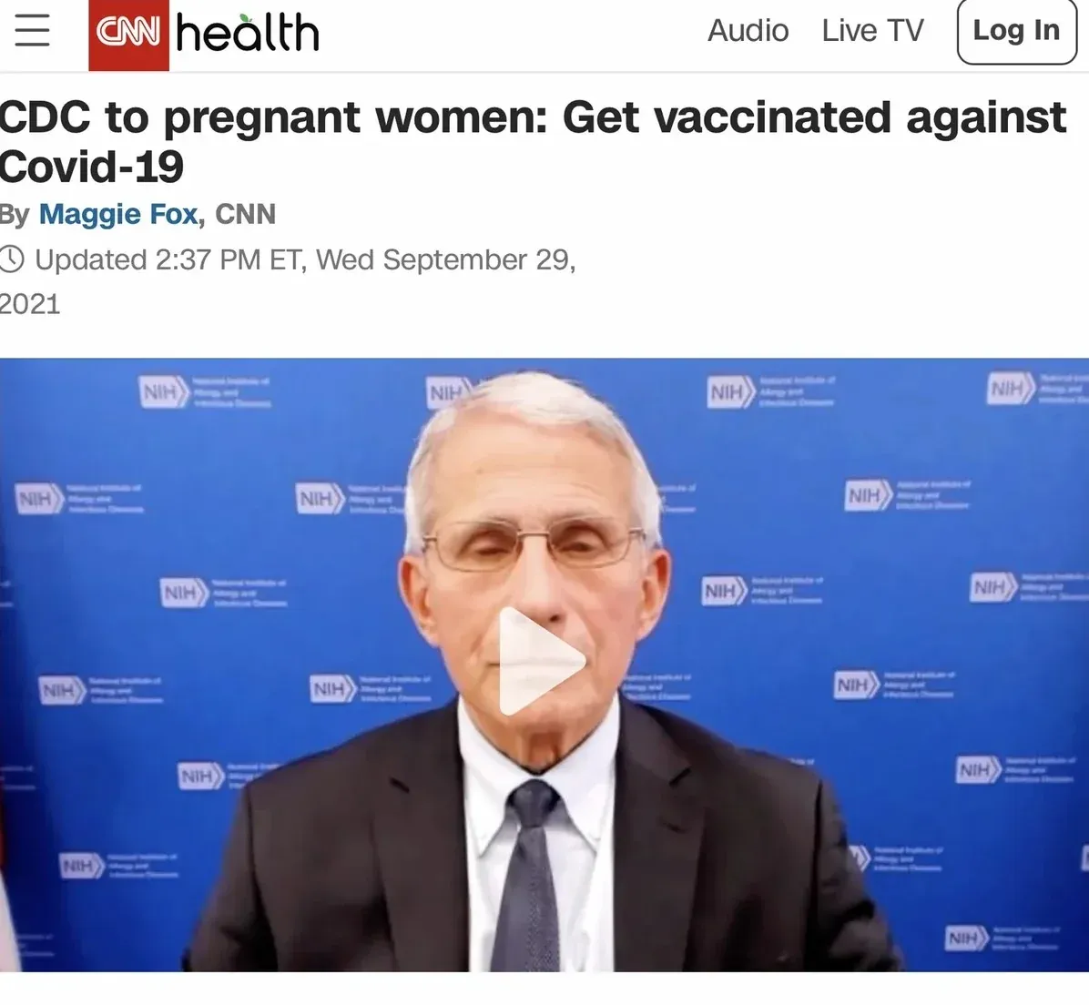 CNN Health - CDC to pregnant women: Get vaccinated (Sep 2021)