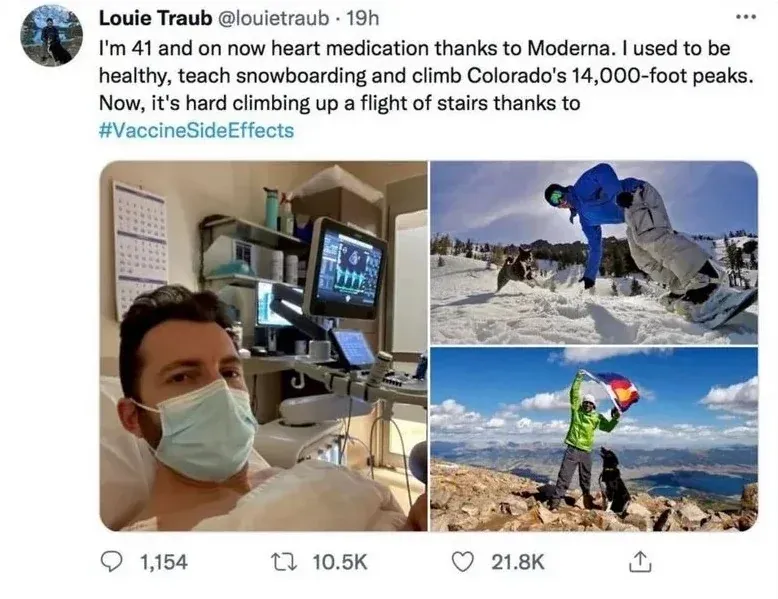 @louietraub - 41, on heart medication from Moderna, used to climb 14,000ft peaks