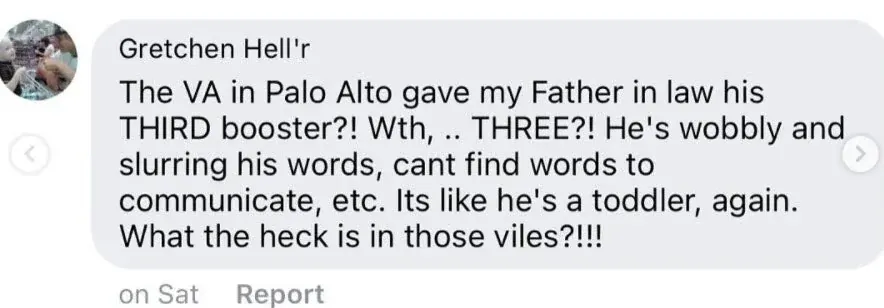 Gretchen Hell'r - father in law got 3rd booster at VA, now wobbly and slurring words