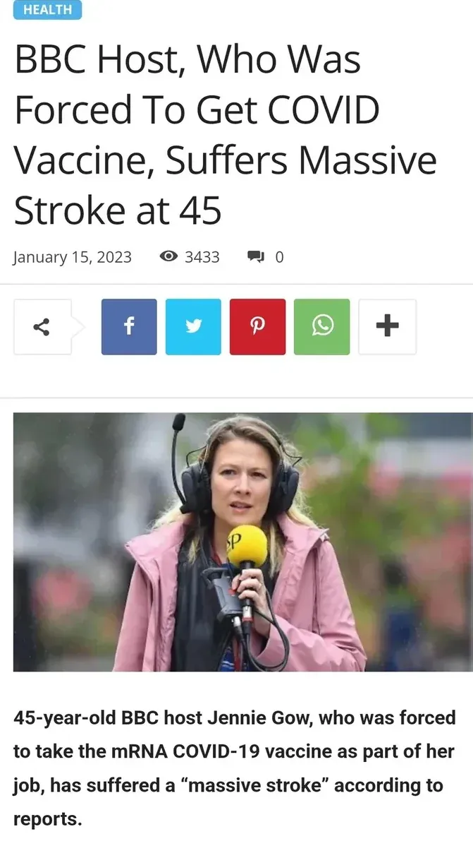 BBC host Jennie Gow, 45, forced to get vaccine for job, suffered massive stroke